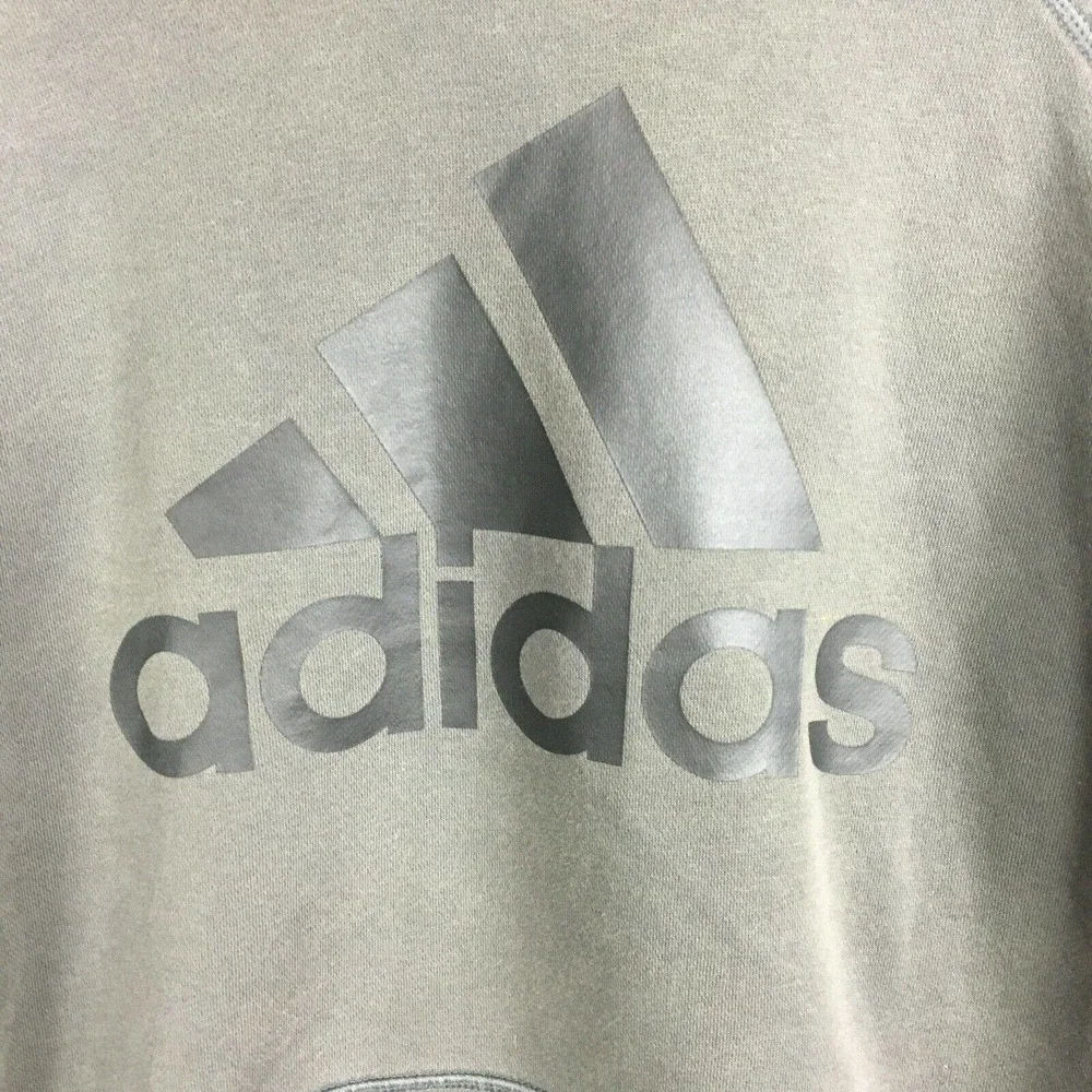 Adidas‎ Sweatshirt Mens Sz Medium Gray Hoodie Cotton Blend Pullover Logo